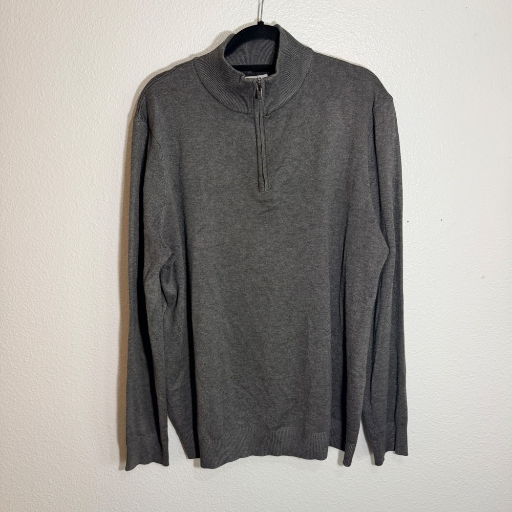 COOFANDY Quarter Zip Sweater Mens 3XL Dark Gray Minimalist Mock Neck NWT